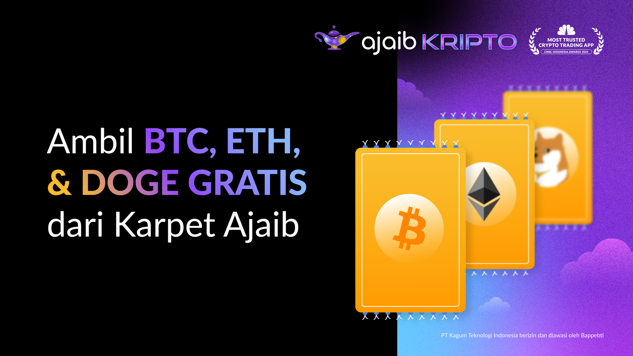 Ajak Teman Trading di Ajaib Kripto, Dapatkan BTC, ETH, & DOGE Gratis dari  Karpet Ajaib