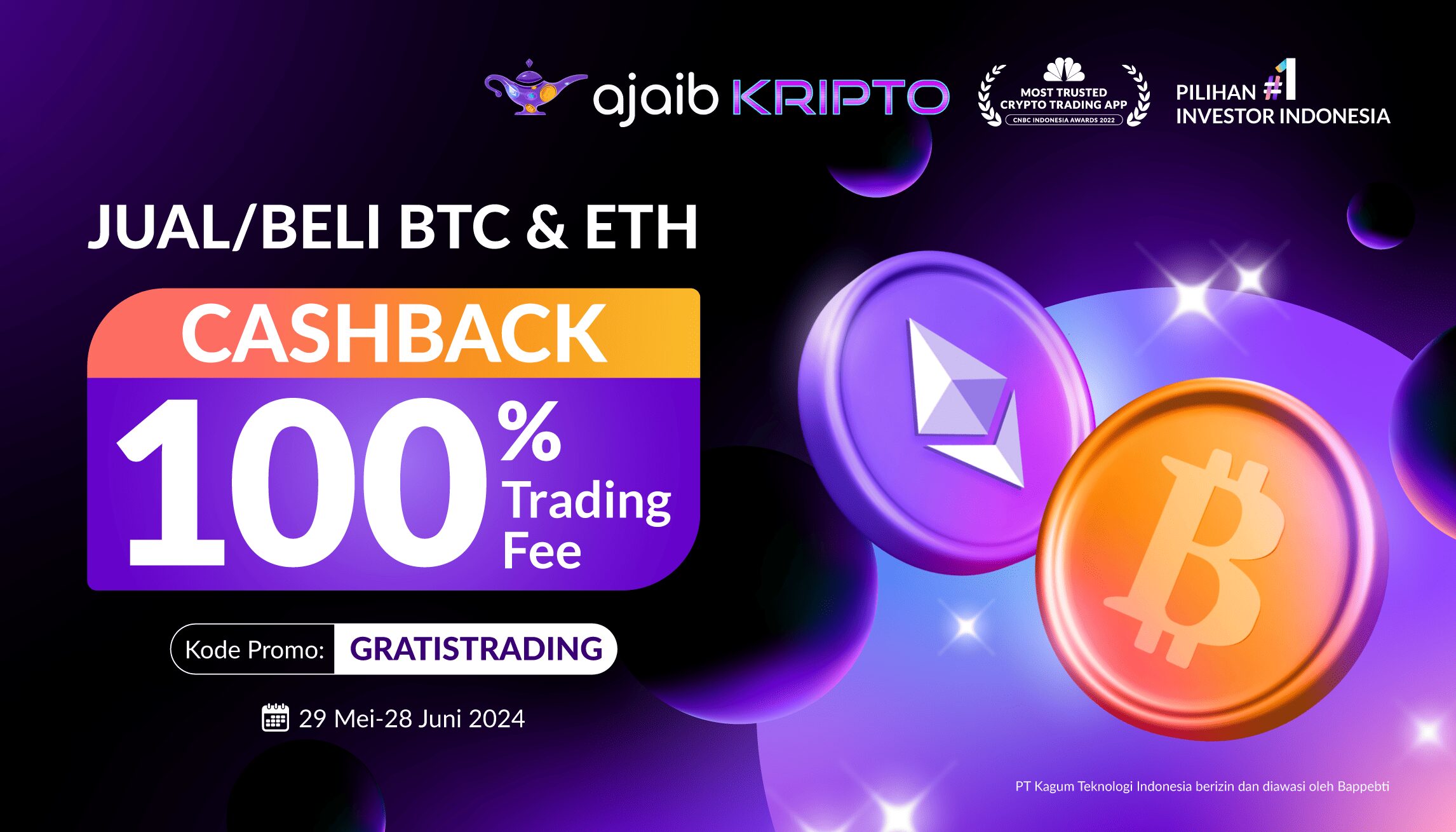 Jual Beli BTC ETH, Cashback 100% Trading Fee di Ajaib Kripto! - Ajaib Alpha