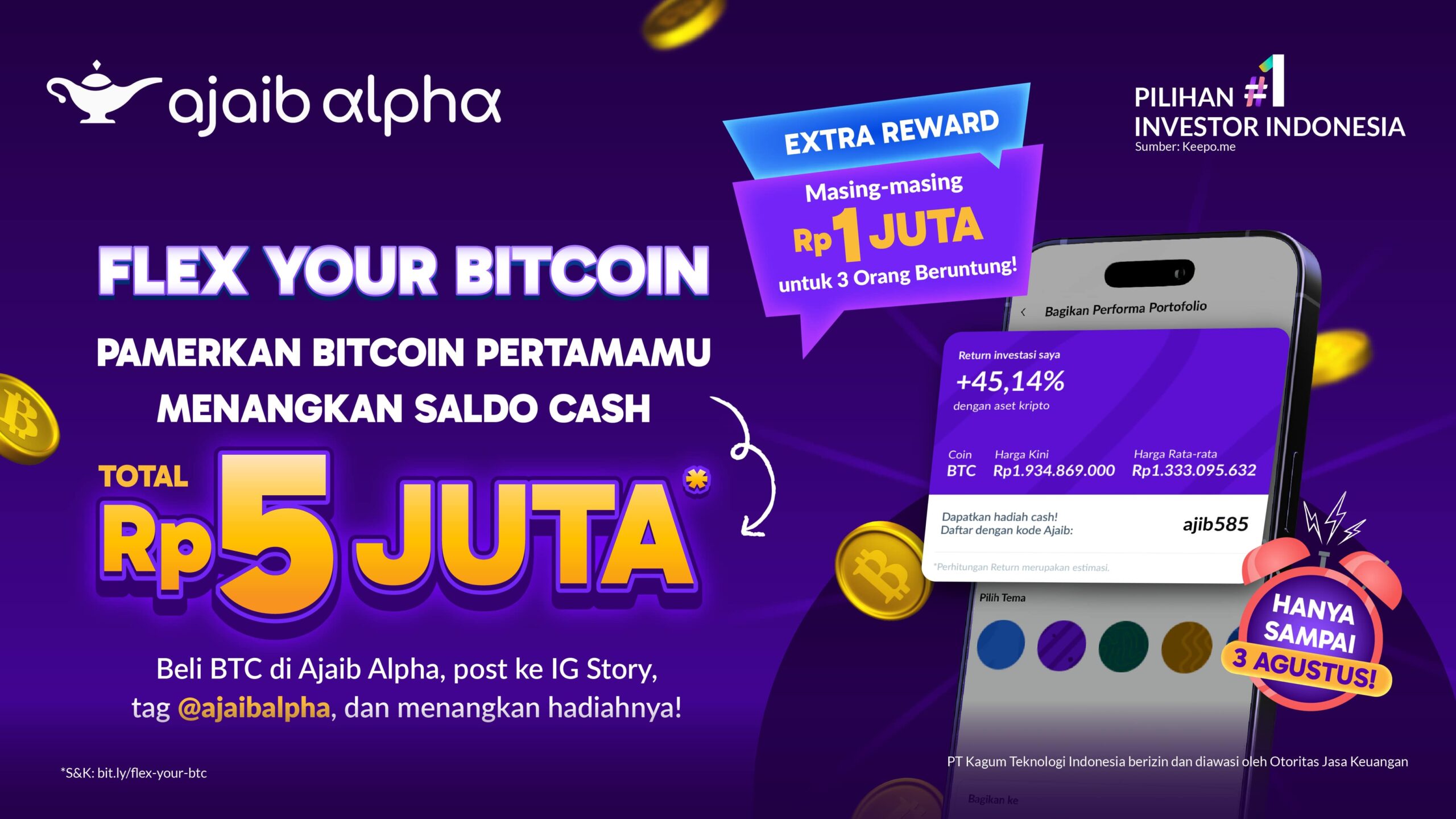 FLEX YOUR BITCOIN: Pamer Bitcoin Pertamamu, Dapatkan Hadiah Saldo Cash  Total Rp5Juta! - Ajaib Alpha